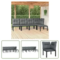 Meble ogrodowe - The Living Store 5-częściowy zestaw wypoczynkowy do ogrodu z czarno-szarego polirattanu - miniaturka - grafika 1