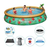 Baseny ogrodowe - Zestaw Comfort na basen - Bestway Fast Set 457x84 cm okrągły - Tropical Flowers - miniaturka - grafika 1
