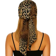 Apaszki i szaliki damskie - APASZKA CHUSTA DAMSKA NA GŁOWĘ WŁOSY POD SZYJĘ CHUSTKA W PANTERKĘ BANDANA - miniaturka - grafika 1