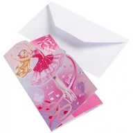 Kartki okolicznościowe i zaproszenia - Amscan Zaproszenia urodzinowe "Barbie Baletnica", 6 szt 552392 - miniaturka - grafika 1