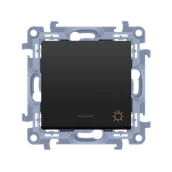 Wyłączniki światła i elektryczne - Kontakt Simon Przycisk Światło z podświetleniem SIMON 10 - czarny mat - miniaturka - grafika 1