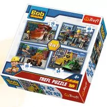 Trefl Puzzle 4w1 Bob Budowniczy Pracowity Dzień 34270 5900511342703 - Puzzle - miniaturka - grafika 1