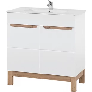 Szafka z Umywalką 821 Bali White Comad Biały Kasai, Biel Alpejska, Dąb Wotan - Szafki łazienkowe - miniaturka - grafika 1