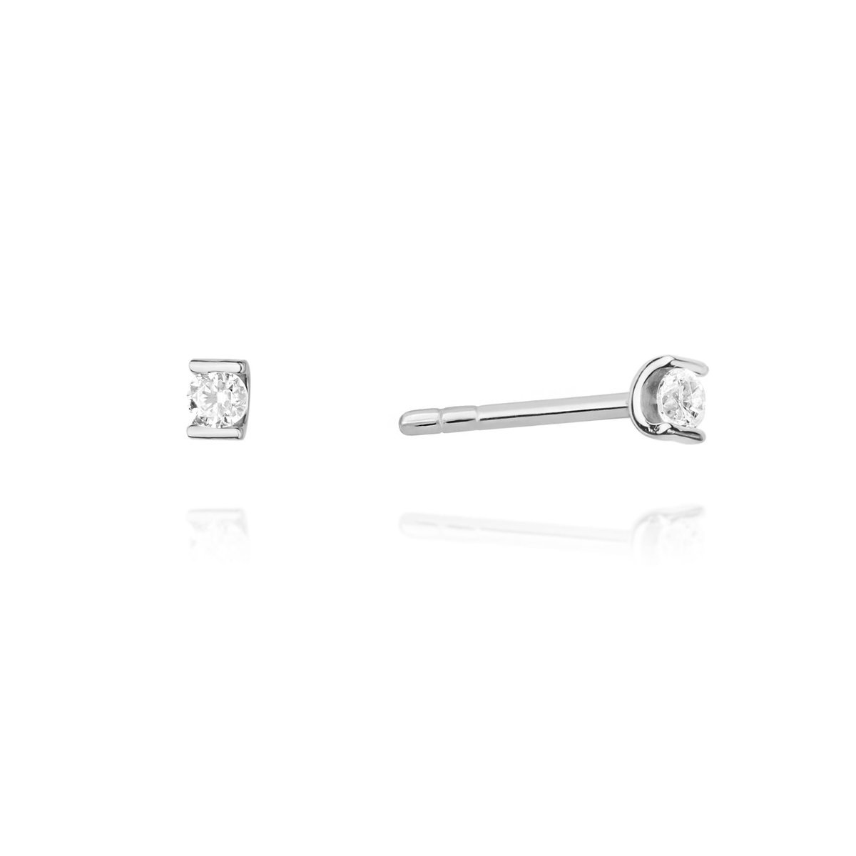 Złote kolczyki Diament 2 x 0,04ct białe złoto pr. 585