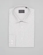 Koszule męskie - Koszula w kratkę matera 00456 długi rękaw beżowy slim fit - miniaturka - grafika 1