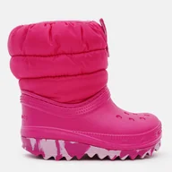 Buty dla dziewczynek - Śniegowce dziewczęce ocieplane Crocs Classic Neo Puff Boot K 207683 22-23 Różowe (191448880306) - miniaturka - grafika 1