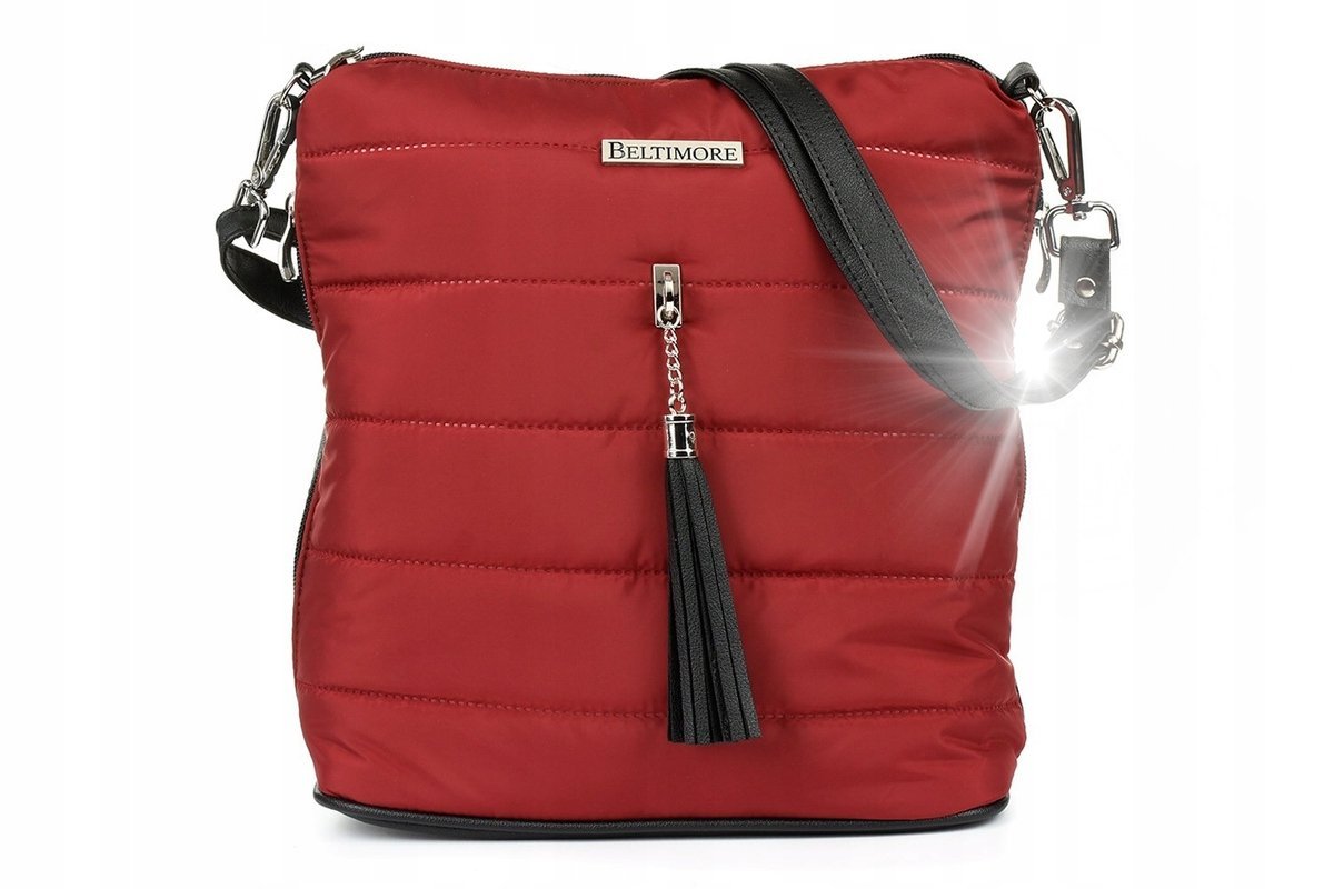 Bordowa Damska Torebka Pikowana Solidna Oryginalna Frędzel W91 : Kolory - C