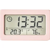 Stacje pogodowe - Elektroniczny termometr i higrometr, mały zegar, cyfrowy wskaźnik temperatury i wilgotności, różowy - miniaturka - grafika 1
