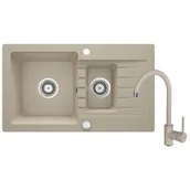 Zlewozmywaki z baterią - DEANTE Zestaw DEANTE ZQZA7513 zlew ZORBA + bateria NEMEZJA (kolor PIASKOWY) ZQZA7513 - miniaturka - grafika 1
