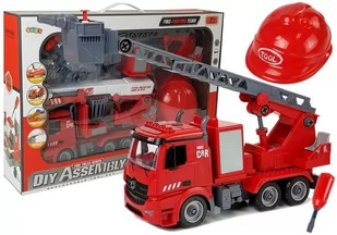 Import LEANToys Zestaw DIY Wóz Strażacki 2w1 Wymienne Podnośniki Śrubokręt Dźwięk Efekty Świetlne Kask 7539 - Samochody i pojazdy dla dzieci - miniaturka - grafika 1