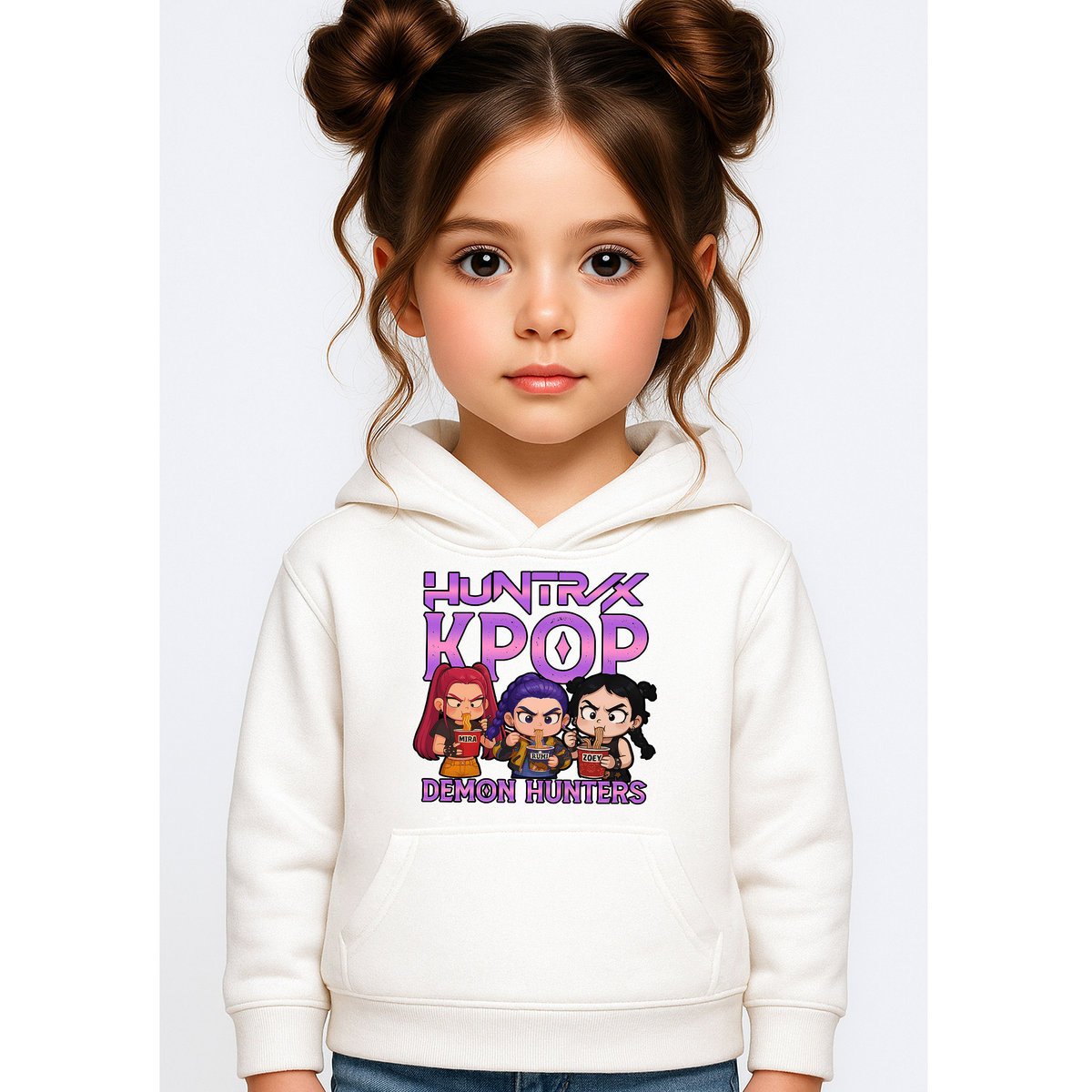 BLUZA DZIECIĘCA K-POPOWE ŁOWCZYNIE DEMONÓW HUNTRIX 134-140 Z KAPTUREM