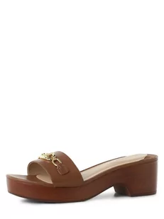 Lauren Ralph Lauren - Drewniaki damskie ze skóry  Roxanne, brązowy - Sandały damskie - miniaturka - grafika 1