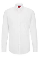 Koszule męskie - HUGO Męska koszula Koey Slim-Fit z łatwej do prasowania bawełnianej popeliny, Open White199., 37 - miniaturka - grafika 1