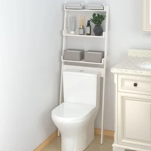Vidaxl Półka Łazienkowa, Biała, 63,5X32X179 cm, Lite Drewno Sosnowe - Wieszaki łazienkowe - miniaturka - grafika 1