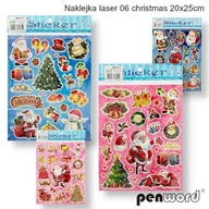Przybory szkolne - Naklejki laser 06 Christmas / Boże Narodzenie 20x25cm mix cena za 1 szt - miniaturka - grafika 1