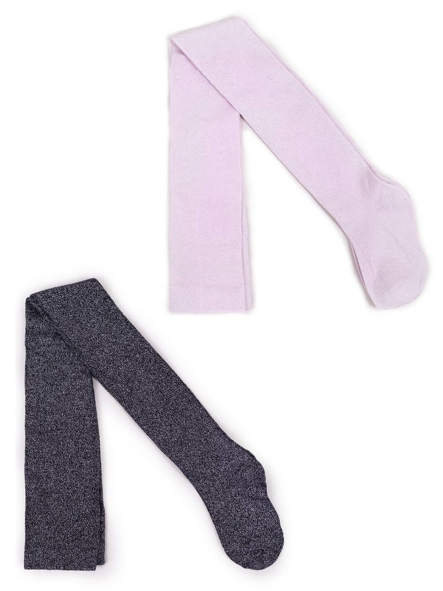 Rajstopy Dziewczęce Bawełniane Z Lurexem Różowo-Czarne 2Pak 104-110 Yoclub