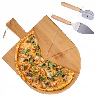 Deska do pizzy drewniana nóż łopatka zestaw - Deski do krojenia - miniaturka - grafika 1