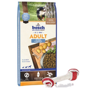 Sucha karma dla psów - Bosch Petfood Adult Fish & Potato, ryba i ziemniak (nowa receptura) 15kg + MACED Kość Wiązana Biała Bekon 21cm - miniaturka - grafika 1
