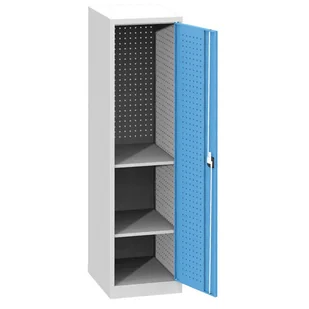 Szafa warsztatowa na narzędzia wąska KOVOS, 2 półki, spawana, perforowana, 505 x 600 x 1950 mm - Pozostałe wyposażenie warsztatu - miniaturka - grafika 1