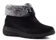 Śniegowce damskie - SKECHERS ŚNIEGOWCE OCIEPLANE CZARNE NA ZAMEK ZE SKÓRĄ 38 JJA - miniaturka - grafika 1