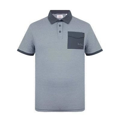 Lee Cooper ciemnoszary Polo T-shirt męska w białe paski, Rozmiar XXL