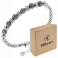 Bransolety męskie - Bransoletka męska stalowa KORALIKI srebrna STAL chirurgiczna 316L - miniaturka - grafika 1