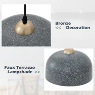 Lampy sufitowe - Lampa Wisząca z Abażurem, Żyrandol Sufitowy z Regulowanym Sznurem do Zawieszania, Gniazdo E27, do Kuchni, Jadalni, Sypialni, Salonu, Kolor Szary - miniaturka - grafika 1