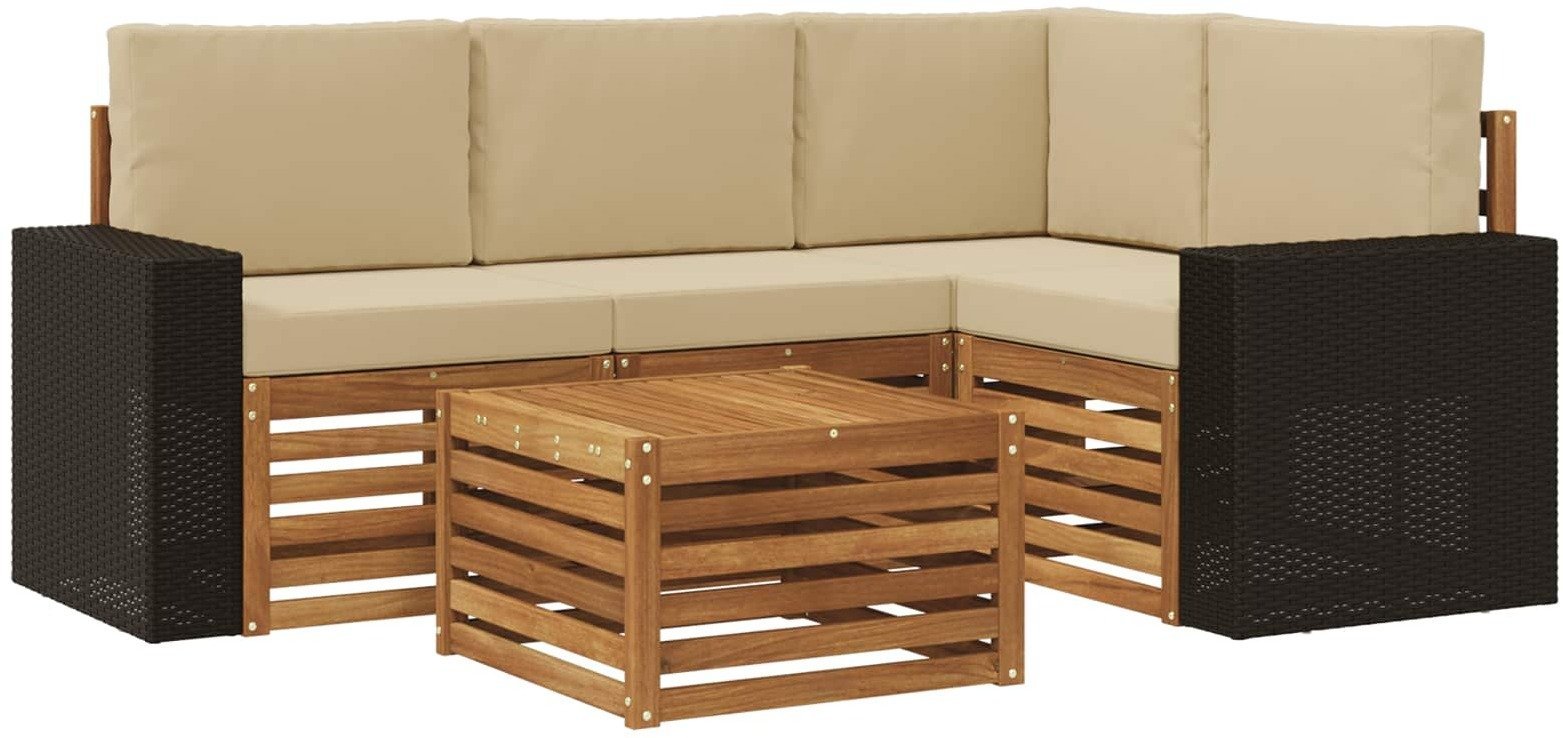 vidaXL Zestaw sof na zewnątrz 5 pcs Naturalny i Beżowy 59 x 59 x 37 cm