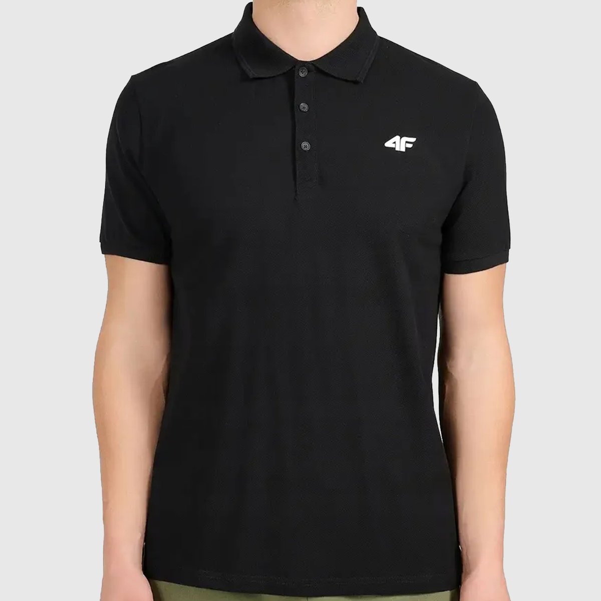 Koszulka Polo Męska 4F Regular Z Kołnierzem Czarna Klasyczna Casual 4XL