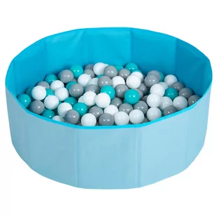 Selonis, suchy basen składany z piłeczkami 6cm niebieski: biały-szary-turkus 80x23/300piłek - Zabawki do kąpieli - miniaturka - grafika 1