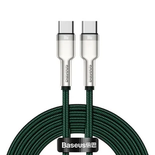 Baseus przewód ładujący/do transmisji danych Cafule Series USB C M na USB C M z metalowymi zakończeniami 100W 2 m CATJK D06 zielony - Ładowarki do telefonów - miniaturka - grafika 1