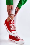 Trampki damskie - Trampki Damskie Materiał Czerwone Big Star KK274104 - Zazoo - miniaturka - grafika 1