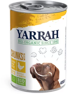Yarrah Bio kawałeczki, 1 x 405 g - Biokurczak z biopokrzywą i biopomidorami w sosie - Mokra karma dla kotów - miniaturka - grafika 1