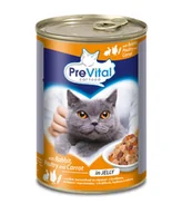 Mokra karma dla kotów - Partner In Pet Karma dla kota drób królik marchew w sosie PreVital 415g - miniaturka - grafika 1