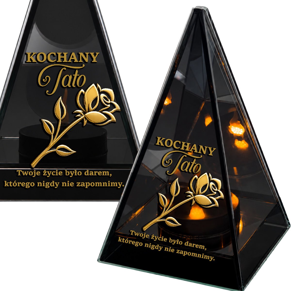 Znicz na Dzień TATY OJCA Lustrzany Lampion Solarny 3D Nadruk UV Elegancki