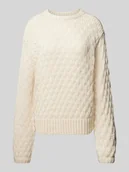 Swetry damskie - Sweter z dzianiny ze ściegiem warkoczowym model ‘BUBBA’ - miniaturka - grafika 1