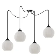 Lampy sufitowe - Lampa sufitowa wisząca Riffle Pająk loft 4xE27 klosz kula czarna/biała Light Home LH - miniaturka - grafika 1