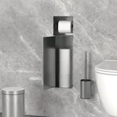 Szafki łazienkowe - LuxeBath moduł szafki podtynkowej ze stali nierdzewnej srebrny 60x20x14 cm szafka łazienkowa z miejscem na papier i wbudowaną szczotką wc - miniaturka - grafika 1