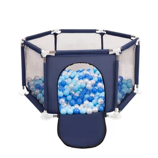 Selonis Sześciokąt składany KS-100X z piłeczkami 6cm niebieski: babyblue-niebieski-perła 63x64/900piłek - Maty edukacyjne - miniaturka - grafika 1