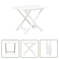 Stoły ogrodowe - The Living Store Składany stolik ogrodowy - biały - 79x72x70 cm - plastik - Stół Ogrodowy - miniaturka - grafika 1