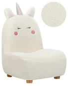Fotele i pufy dla dzieci - Fotel dziecięcy jednorożec teddy biały LULEA - miniaturka - grafika 1