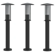 Lampy ogrodowe - Lampy ogrodowe na słupku, 3 szt., czarne, 60 cm, stal - miniaturka - grafika 1