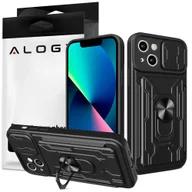 Etui i futerały do telefonów - Etui pancerne Alogy Camshield Stand Ring Wallet z osłonką na aparat i miejscem na karty do Apple iPhone 14 czarne - miniaturka - grafika 1