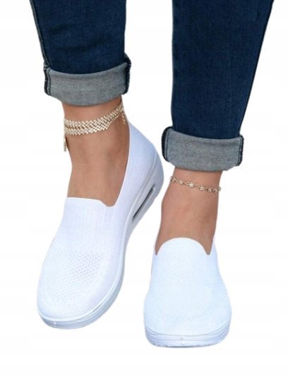 SHEIN BIAŁE TRAMPKI DAMSKIE WSUWANE AŻUROWE MATERIAŁOWE 37,5 1EB