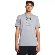 Koszulki sportowe męskie - Męski t-shirt z nadrukiem Under Armour UA M Branded Gel Stack Ss - szary - UNDER ARMOUR - miniaturka - grafika 1