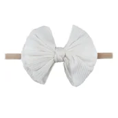 Ozdoby do włosów - Opaska niemowlęca z kokardą, biała - miniaturka - grafika 1
