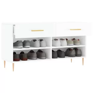 Ławka z miejscem na buty, wysoki połysk, biała, 102x35x55 cm Lumarko! - Szafki na buty - miniaturka - grafika 3
