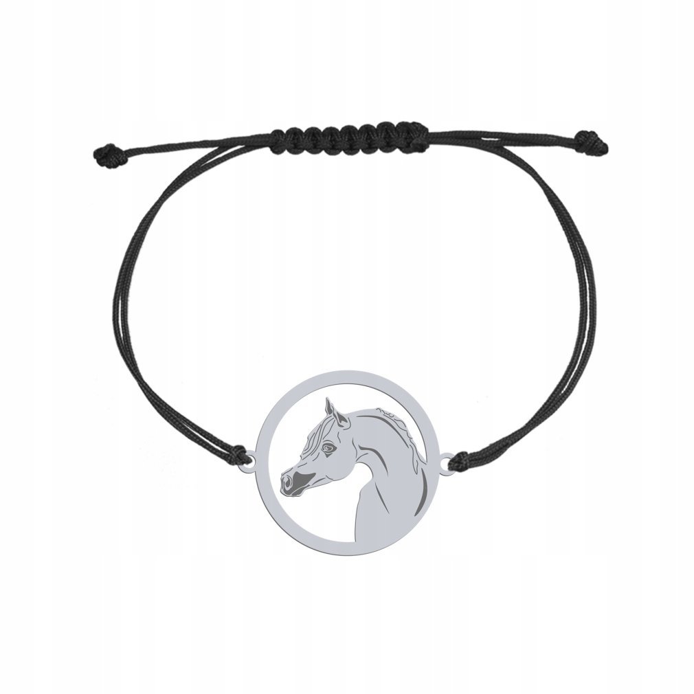 Bransoletka Srebrna Koń Arabski 925 sznurek Biżuteria Prezent GRAWER GRATIS
