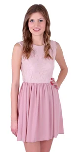 John Zack pudrowy róż, sukienka mini koronka L - Sukienki - miniaturka - grafika 1