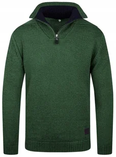 MODNY SWETER MĘSKI GOLF PÓŁZAMEK ZIELONY - XXL - Swetry męskie - miniaturka - grafika 1